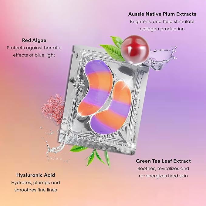 BLAQ Kakadu Plumpers Premium Under Eye Patches for Dark Circles and Puffiness. Australian Native Plum Extracts, Vegan and Cruelty-Free, 5-Pack