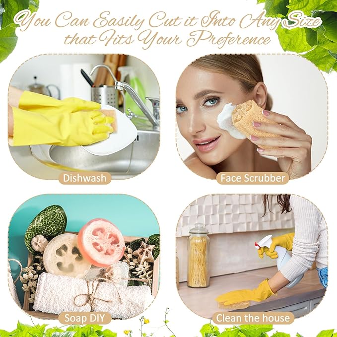 Mifoci 6 Pcs Natural Loofah Sponge 12 Inch Luffa Bath Shower Sponge Large Exfoliating Loofah Body Scrubbers Bath Loofahs for Men, Women, Adults, Spa, Beauty, Bathing, Face, Back, Skin, Daily Care