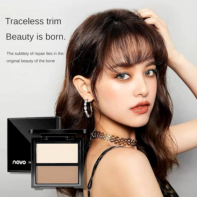 Novo 2-in-1 Contour & Highlighter Palette - Silky Smooth, Fade-proof, Natural Finish, Easy to Blend, Infused with Jojoba Oil, Mica & Innovative Powder for Flawless Sculpting and Radiance