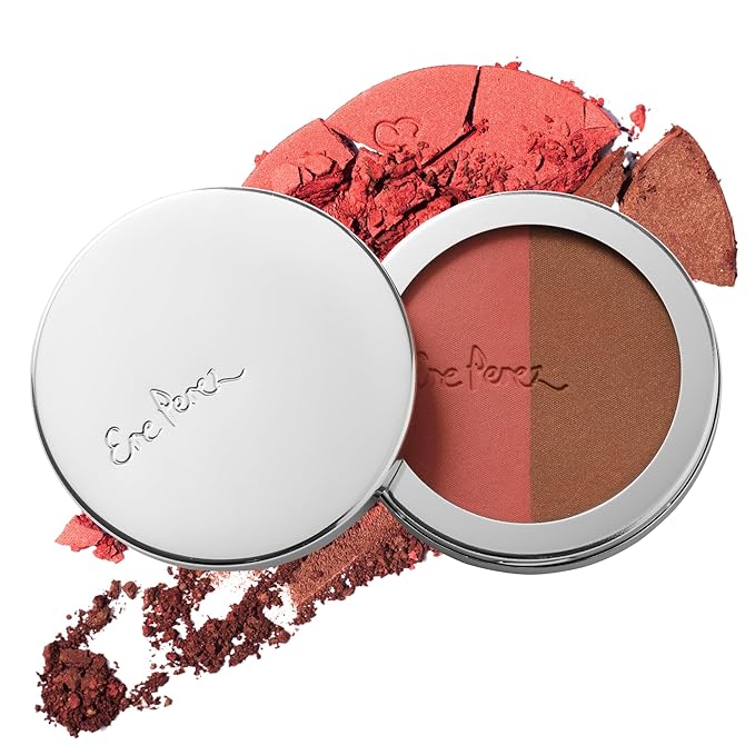 Ere Perez - Natural Rice Powder Blush + Bronzer Duo | Buildable, Breathable, Oil Absorbing, Medium Coverage | Vitamin E, Chamomile | Vegan, Cruelty-Free, Clean Beauty (Brooklyn)