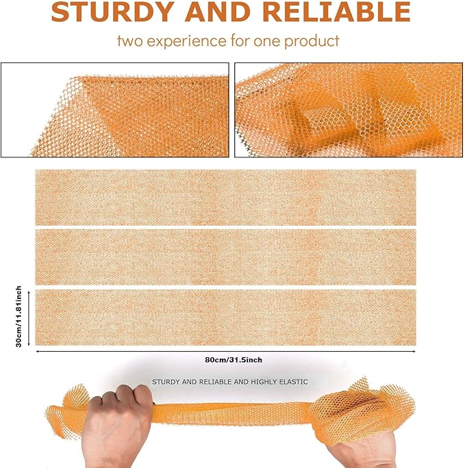 3 Pieces African Bath Sponge African Net Long Net Bath Sponge Exfoliating Shower Body Scrubber Back Scrubber Skin Smoother,Great for Daily Use (Yellow,Yellow,Yellow)