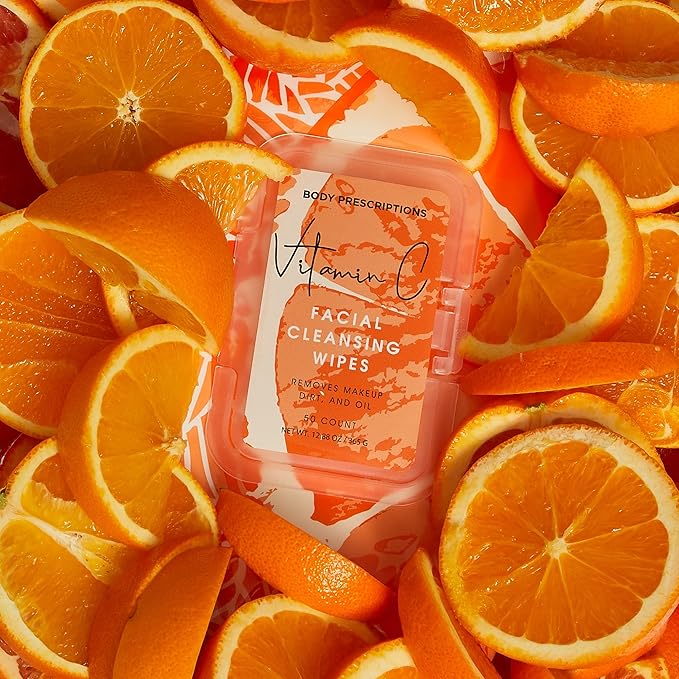 Body Prescription Makeup Cleansing Wipes - Gentle and Effective Face Wipes, 50 Count (Pack of 4), Vitamin C
