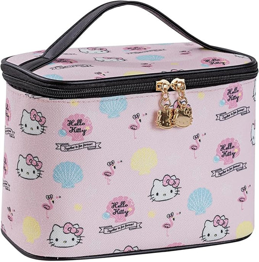 AmBealla Cosmetic Bag Large Makeup Bags Pink Travel Case with Makeup Brush Holder,Cosmetic Organizer for Women, Toiletry Bag for Skincare & Beauty Tools Sweet Cute for Girls