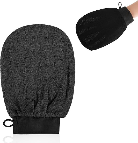 Exfoliating Glove Body Scrubber Exfoliator 1 PC Korean Washcloth Skincare Remover Deep Scrub Loofah Cleansing Mitts Exfoliate Cloth Exfoliation Scrubbing Bath Shower Soap Sponge Hand Towel (Black)