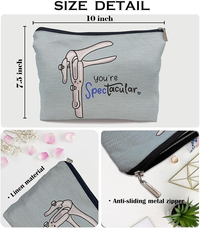 Ayxvt Obgyn Cosmetic Makeup Bag - Medical Office Decor, Midwife Gifts, Doctor Gifts (Blue)