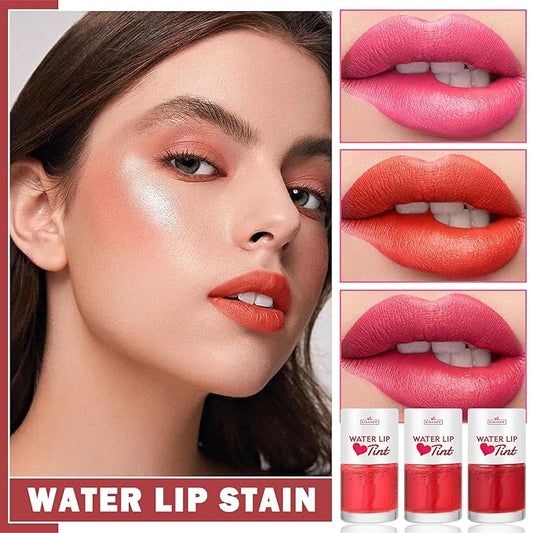 3PCS Lip Tint Stain Set Water Tint Vivid Color Lip Stain Long Lasting Waterproof Lip Gloss Moisturizing Multi-Use Matte Liquid Lipstick Lip and Cheek Tint Makeup - Set A
