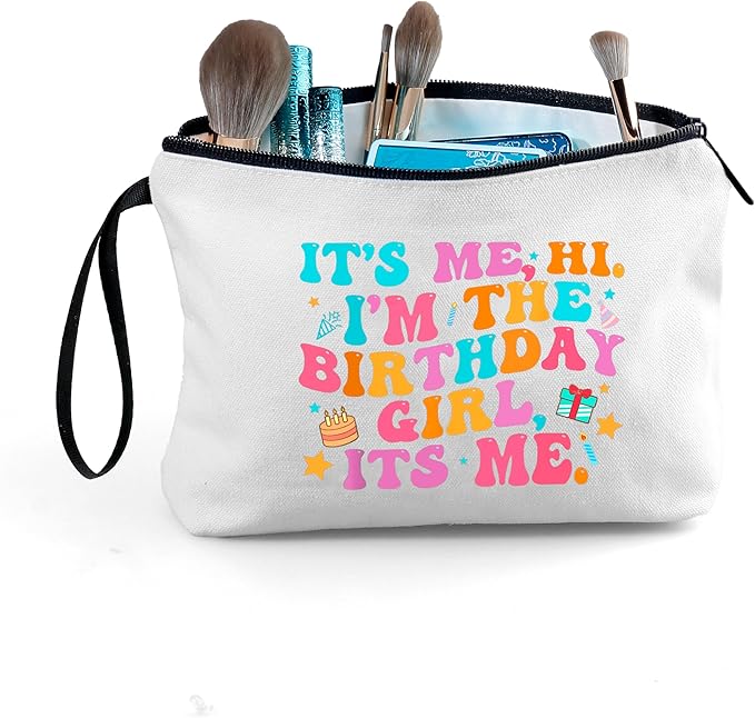 Birthday Funny Gifts for Women Friend Fans Teen Sister Bestie Music Lovers Makeup Bag Its Me Hi Im the Birthday Girl Its Me