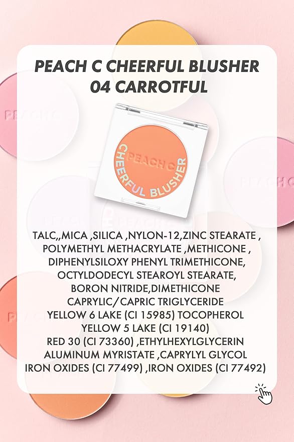 PEACH C Cheerful Blusher - Orange Blush for Cheeks - Korean Makeup Creamy Powder - Fine Pigmented Compact Make Up (04 Carrotful, 0.14 oz)