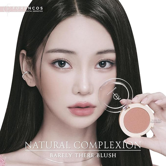 FORENCOS Matte Blush Set (Puff Included), Long Lasting Korean Blush Power, Zero Sebum Shine, Flawless Finish, Easy Blending, Lightweight & No Cakey Residue (PURE RABBIT)