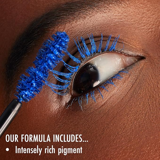 Black Radiance Cross Colours Mic Drop Mascara, Pigment-Rich Smudge-Resistant Formula, Intense Lash Volume, Built-In Flexible Brush, Paraben-Free & Cruelty-Free - Check 2 Blue