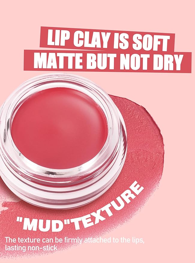 Blurry Pudding Pot for Lip&Cheek, Moisturizing Buildable Lightweight, Multi-Use Soft Matte Finish Makeup Blush, Natural Glow High Pigment Lipstick Blush Lasting Lip Tint, 04# Reddish Rose