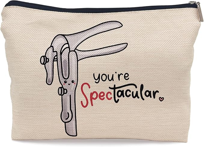 Ayxvt Obgyn Cosmetic Make up Bag - Obgyn Gifts Makeup Bag, Medical Office Decor, Obgyn Gifts for Doctors, Midwife Gifts Cosmetic Bag, Gifts Ideas for Doctors (Beige)