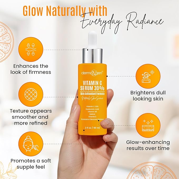 30% Organic Vitamin C Serum for Face – Natural Anti-Wrinkle Serum with Hyaluronic Acid & Vitamin E – Anti-Aging Moisturizer for Fine Lines, Dark Spots & Skin Rejuvenation – 2 Fl oz