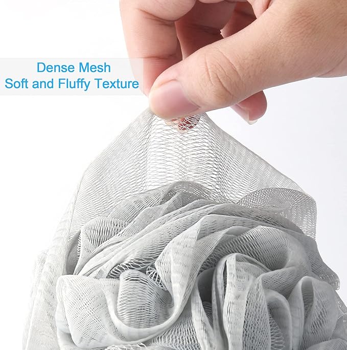 AmazerBath Loofah Sponge 75g/Piece, Exfoliating Bath Sponge Body Scrubber - Loofa Set of 4 Neutral Colors (Large)