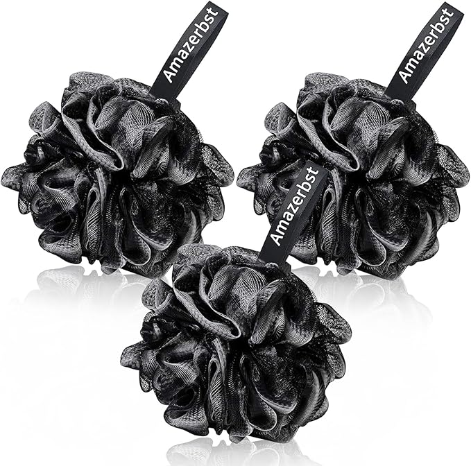 Amazerbst 6 Pack Bath Sponges Mesh Balls Shower Loofahs Wash Back Body Cleaning Scrubber Exfoliator Loofah Sponge Bathing Accessories Women Men