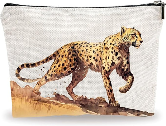 Animals Theme Makeup Bag - Watercolor Leopard - Drawing Printing Cosmetic Bag, Toiletry Bag, Gift For Girls, Teen, Personal Care & Accessories - A16