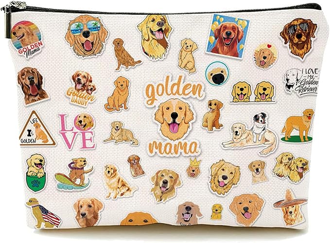 Birthday Gifts for Teenage Girls, Golden Retriever Makeup Bag, Dog Lovers Gifts for Girls Women, Golden Retriever Gifts for Christmas for Her, Sister, Daughter, Women
