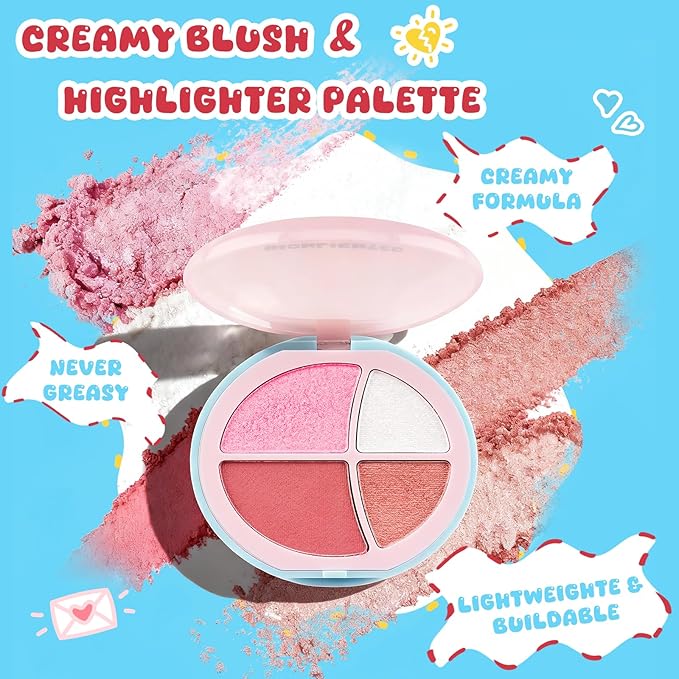 Color Nymph Makeup Sets For Teens Girls with Cutie Pie Handbag, All In One Girls Makeup Kits for Girl Women Full Kit Included Eyeshadow Blush Contour Highlighter Lipgloss Mascara Eyeliner and Mirror