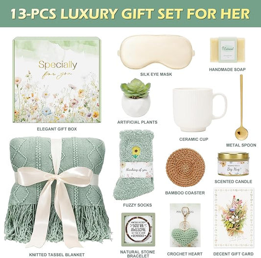 Get Well Gifts for Women Self Care Gifts, Sympathy Gift Baskets Spa Gifts Set, Thinking of You Inspirational Hug in a Box Gifts for Mom Her Friend Sister Wife Girlfriend