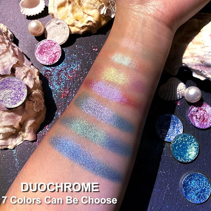 Afflano Purple-Gold Duo Chrome Multichrome Eyeshadow, Holographic Glitter, Color Change Sparkle Chameleon Luminizer Highlighter