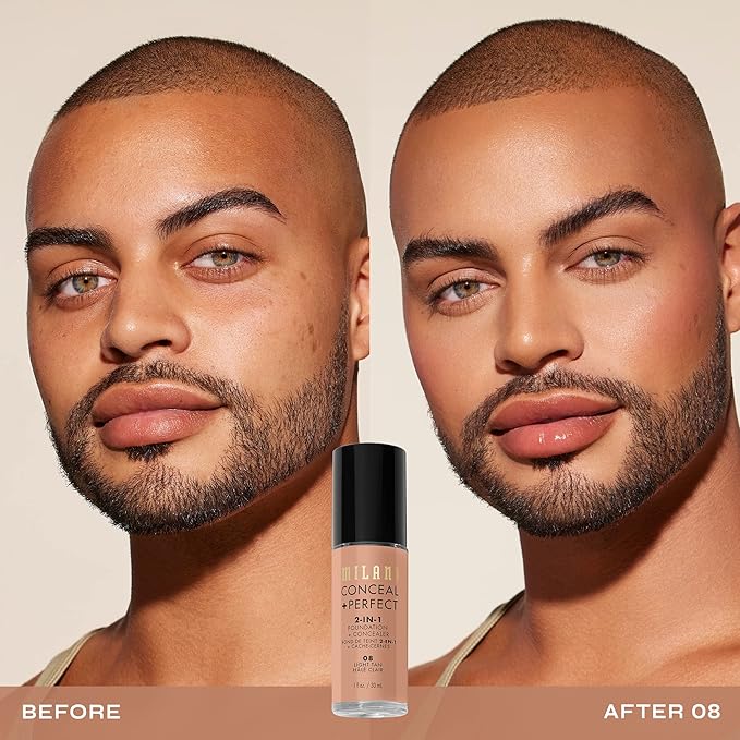 Milani Conceal + Perfect 2-in-1 Foundation + Concealer - Light Tan (1 Fl. Oz.) Cruelty-Free Liquid Foundation - Cover Under-Eye Circles, Blemishes & Skin Discoloration for a Flawless Complexion
