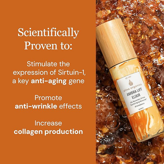 Ambra Lift Elixir, 2oz – Award-Winning Anti-Aging Moisturizer with Baltic Amber, Marine Collagen & Pearl Powder – Lifts, Firms & Hydrates – Organic, Vegan