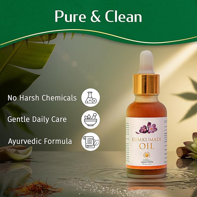 Kerala Ayurveda Kumkumadi Face Serum for All Skin Types (1 Fl Oz) | Saffron & Lotus Infused Brightening Serum | Reduces Wrinkles, Pigmentation & Dark Spots | Anti-Ageing Solution | Ideal for Gua Sha