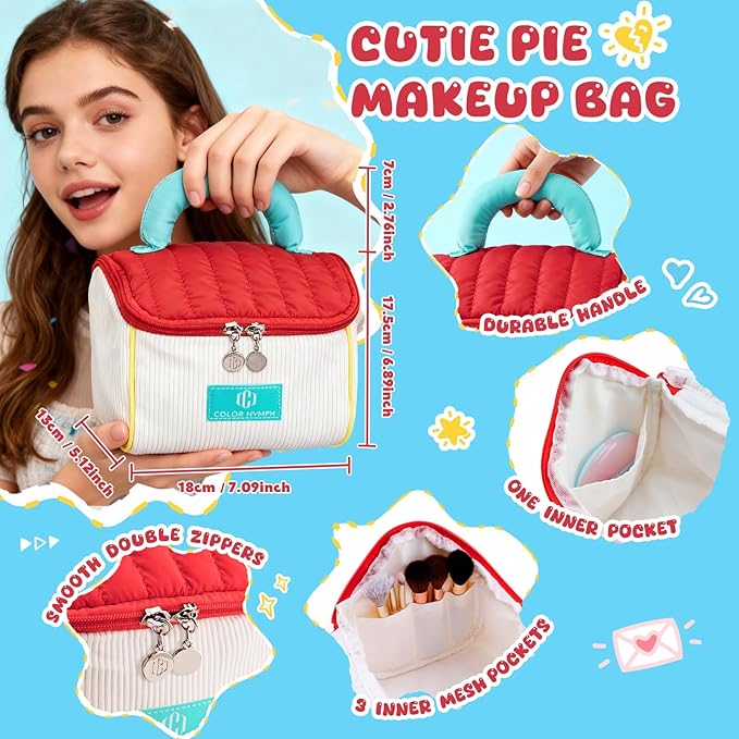 Color Nymph All In One Girls Makeup Kits for Teen Girls & Women Full Kit with Cutie Pie Handbag, Make up Set for Girl with Eyeshadow Blushes Contour Highlighter Lipgloss Mascara Eyeliner and Mirror