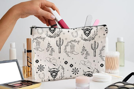 Western Makeup Bag, Western Gifts for Women, Western Stuff for Women, Cow Makeup Bag, Cowgirl Gifts, Cowgirl Stuff