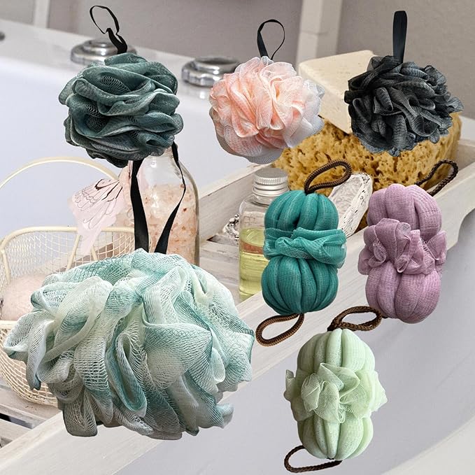 50g Bath Sponge Shower Loofah Mesh Pouf Bath Scrunchies Body Wash Puff Shower Puff Exfoliating Scrubber