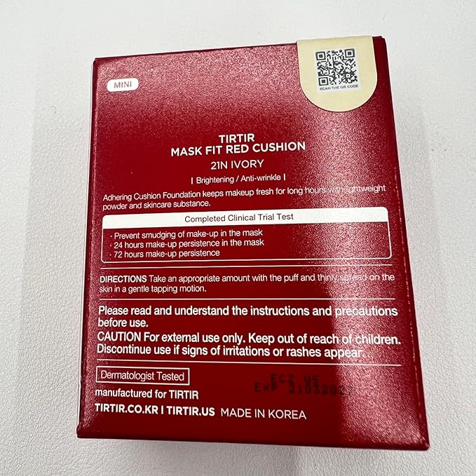[*Mini Size*] TIRTIR Mask Fit Red Cushion Foundation | Full coverage, Weightless, Skin fit, Satin Glow Finish, Korean Makeup, beauty, Tattoo cover up, Buildable (#21N Ivory, 0.15 Fl Oz)