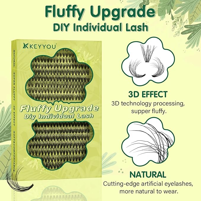 Lash Clusters 3D Effect Individual Lashes KEYYOU 300pcs 30D D Curl 10-18MIX Eyelash Clusters Wispy Lashes Fluffy Cluster Lashes Natural Soft DIY Lash Extension(3D-30D40D-10-18MIX)