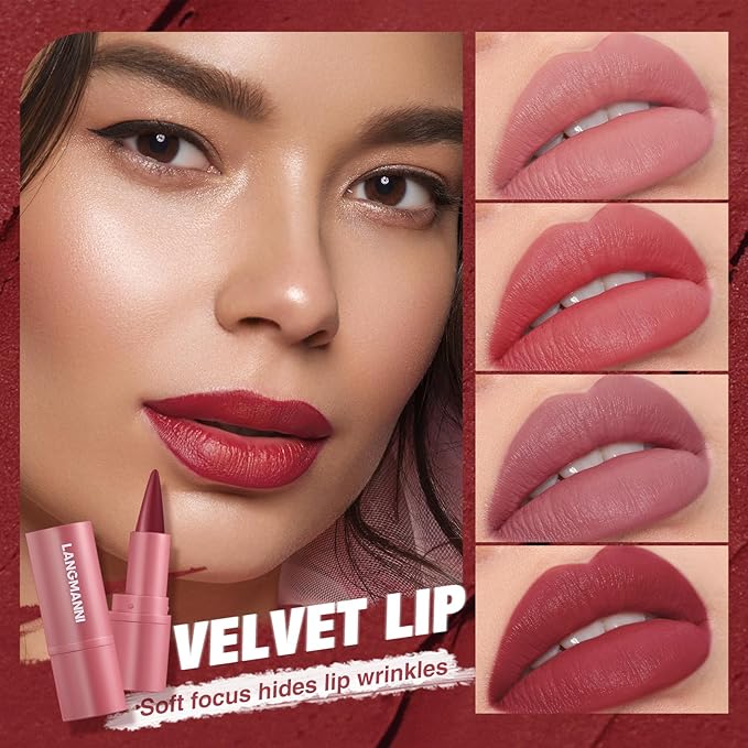 BestLand 6Pcs 2 in 1 Lip Liner and Lipstick Lip Combo Set - 24 Hours Long-Lasting, Nude & Matte Velvet Ombre Effect Gradient Lip Liner, Smudge-Proof, Waterproof, Easy to Apply Gradient Lips Makeup