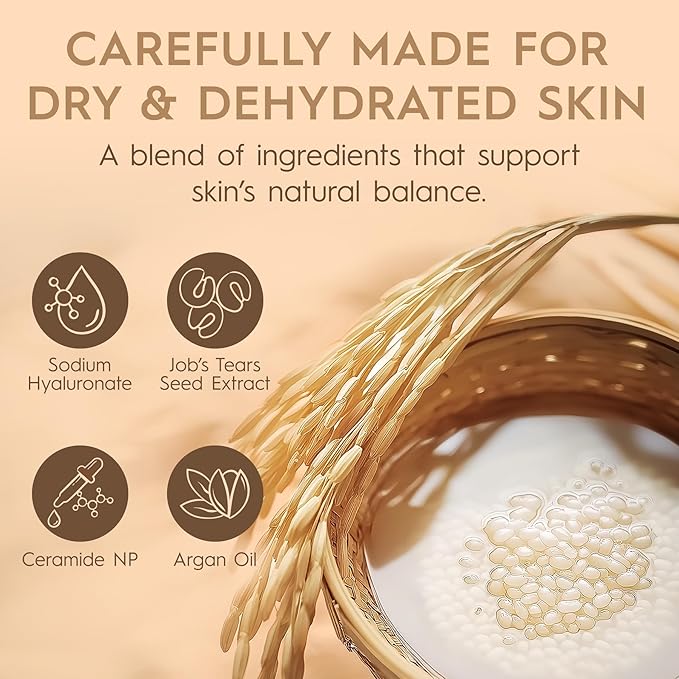 Tree To Tub Rice Toner Korean Formula for Face to Enhance Skin’s Natural Glow w/Ceramide NP & Niacinamide - 80% Rice Bran Water Hydrating Toner for Dry, Dehydrated Skin