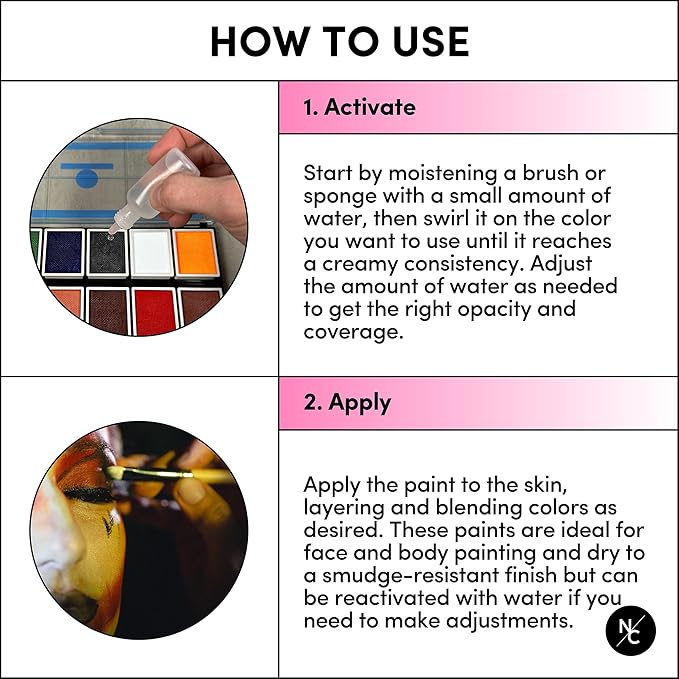 FX 12-Color Palette - Water-Activated Face & Body Paint for SFX, Theater, Cosplay - High-Pigment, Blendable SFX Makeup, Easy-to-Use for Film & TV