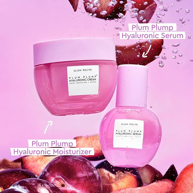 Glow Recipe Plum Plump Hyaluronic Acid Face Cream - Hydrating, Firming & Plumping Facial Moisturizer for Women & Men - Korean Skin Care with Polyglutamic Peptides to Reduce Dry Skin Wrinkles (50ml)