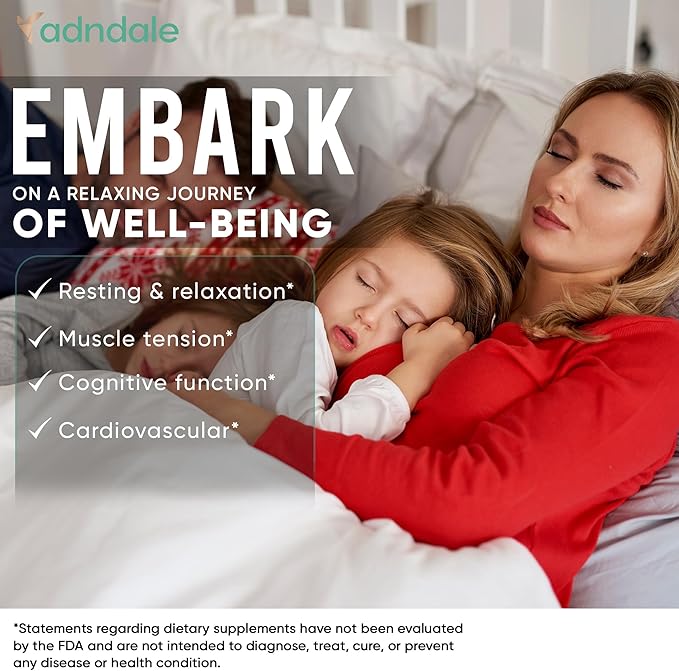 Adndale 90ct 15-in-1 Magnesium Glycinate Gummies 400 mg/serv- with Magnesium Malate, Ashwagandha, Tart Cherry, Magnolia Bark, Lemon Balm, Passionflower, Chamomile, L-Theanine, Zinc, Vitamin K2 & D3