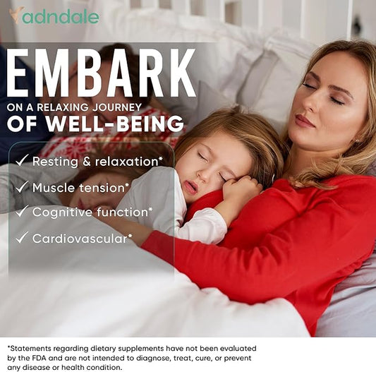 Adndale 90ct 15-in-1 Magnesium Glycinate Gummies 400 mg/serv- with Magnesium Malate, Ashwagandha, Tart Cherry, Magnolia Bark, Lemon Balm, Passionflower, Chamomile, L-Theanine, Zinc, Vitamin K2 & D3