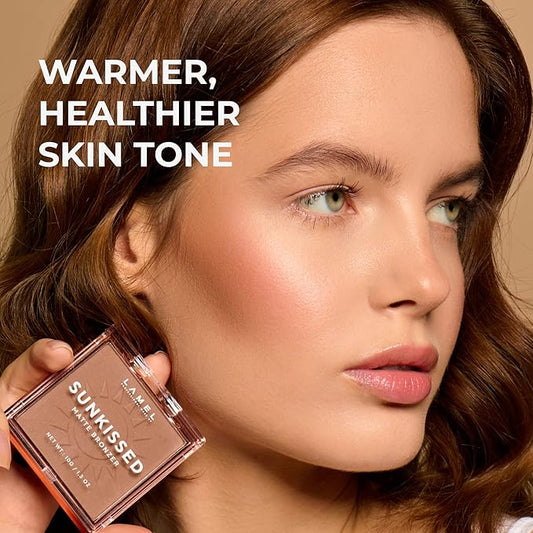 Sunkissed Matte Bronzer Face Powder - Non-Shimmer, Long Lasting, Non-Greasy Bronzing Organic Makeup Formula - Matte Finish - Natural Tan Skin - N. 401-0.35oz.