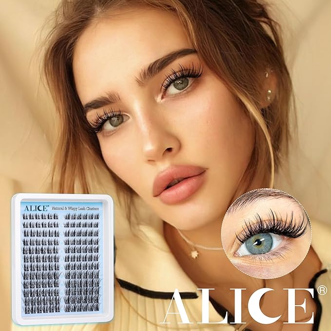 ALICE Natural Lash Clusters DIY Lash Extensions Wispy Eyelash Clusters Anime Cat Eye Cluster Eyelash Extensions10-16mm Individual Lashes 144pcs