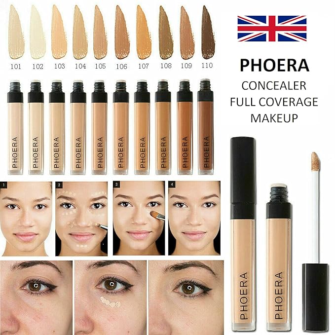 AQUAPURITY PHOERA Liquid Concealer Full Coverage Makeup Face Moisturizer Foundation Conceal Under Eye Dark Circles (106 CHESTNUT)