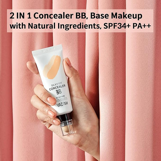 YADAH Silky Fit Concealer BB Cream (23 Natural Beige, 1.18fl oz) - 2-in-1 Korean Makeup for Flawless Skin, Tinted Moisturizer for Blemish Cover. Long-Lasting, All-Day Wear.