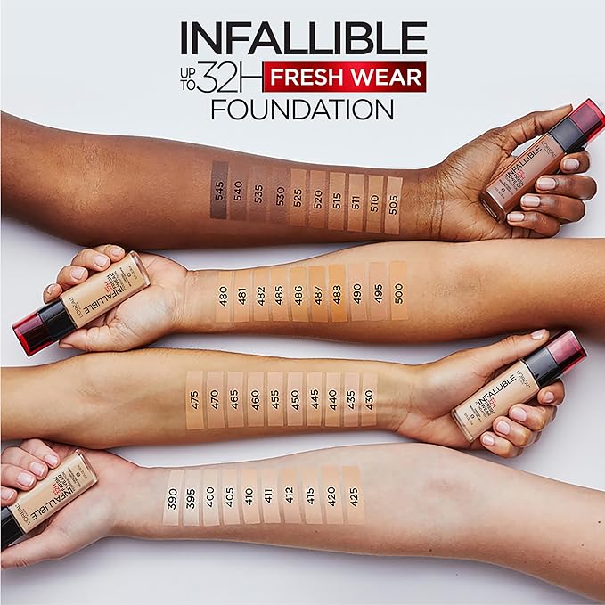 L'Oreal Paris Makeup Infallible Up to 32 Hour Fresh Wear Lightweight Foundation, 405 Porcelain, 1 Fl Oz, Packaging May Vary