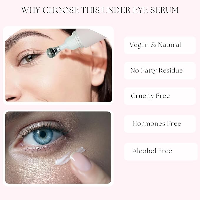 All Natural Collagen, Peptide Complex Under Eye Lift, Firming Serum for Puffiness, Tired Eyes, with Niacinamide + Fine Lines, Wrinkles, Anti-Aging, Hydrating