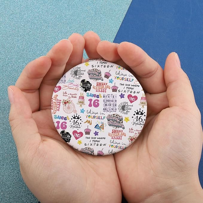 MAOFAED 16th Birthday Gift Sweet 16 Birthday Gift Sweet Sixteen and Sassy Makeup Mirror Fabulous 16 Gift (16birthday Mirror)