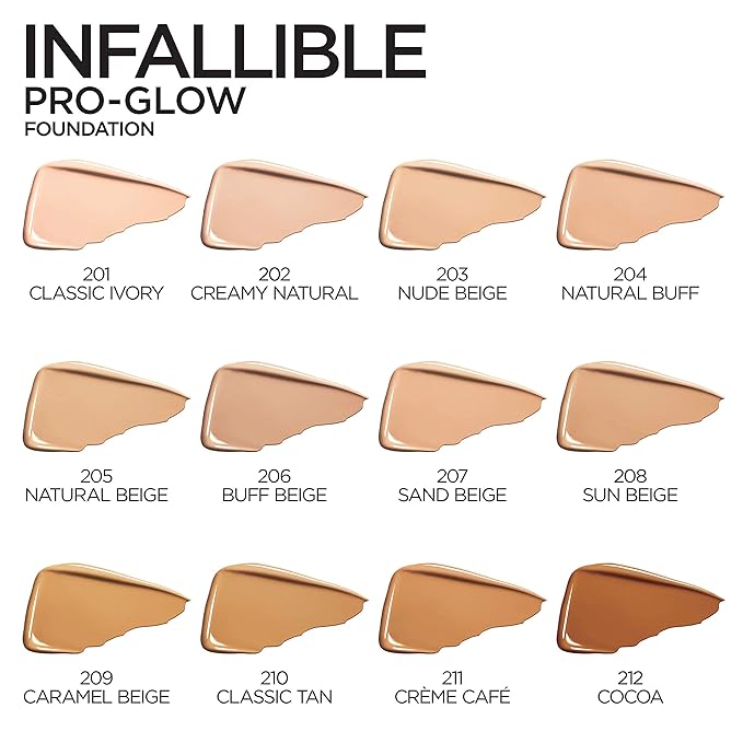 L'Oreal Paris Makeup Infallible Up to 24HR Pro-Glow Foundation, Sand Beige, 1 fl oz.