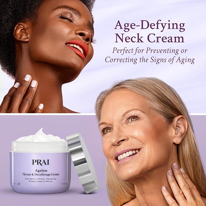 PRAI Neck Creme for Tightening & Firming Beauty | Neck Firming Cream That Boosts Elasticity | Cruelty & Paraben-Free Vegan Neck Tightening Cream | Neck and Chest Firming Cream With Hyaluronic Acid