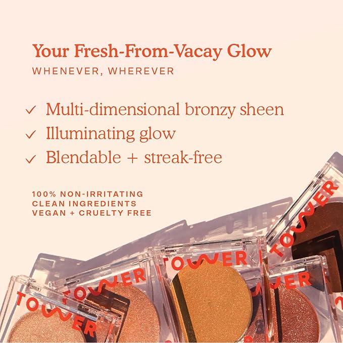 Tower 28 Beauty Bronzino Illuminating Cream Bronzer for Sensitive Skin – Moisturizing, Silicone-Free, Vegan and Cruelty-Free – Color BEST COAST, Dark Warm Bronze