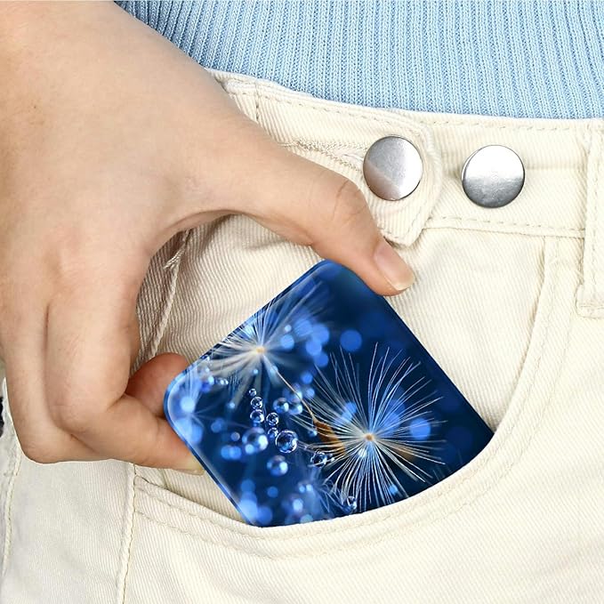 Blue Dandelion Small Folding Travel Mirror Vanity Mirror 4.3"x2.75" PU Leather Portable Adjustable Rectangular Ultrathin Makeup Mirror,for Travel, Camping,Home