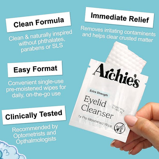 Archie's Remedies, Dry Eye Relief, Ultra Lubricating Eye Drops (30 Wipes)